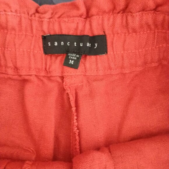 Sanctuary Daylight Linen Belted Shorts Red M Great Cond Summer Bloomingdale's - Picture 4 of 5